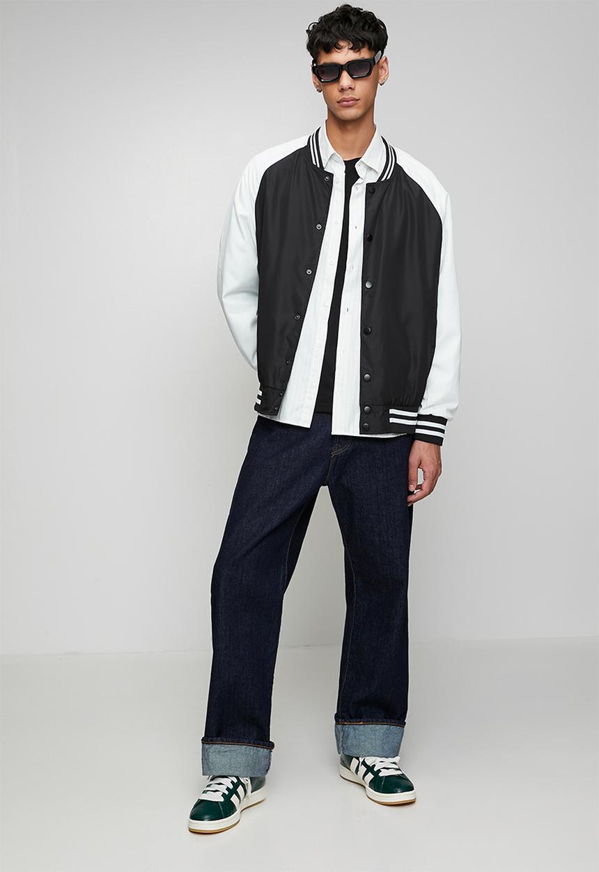 Brave Soul - Lightweight Varsity Bomber Jacket - Black