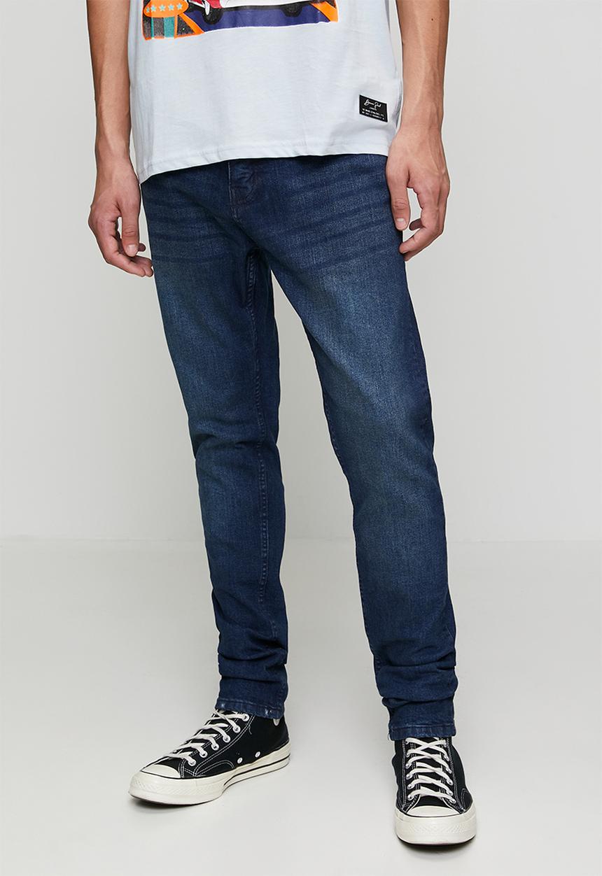 Brave Soul - Denim Skinny Fit Jean - Dark Blue Long Length