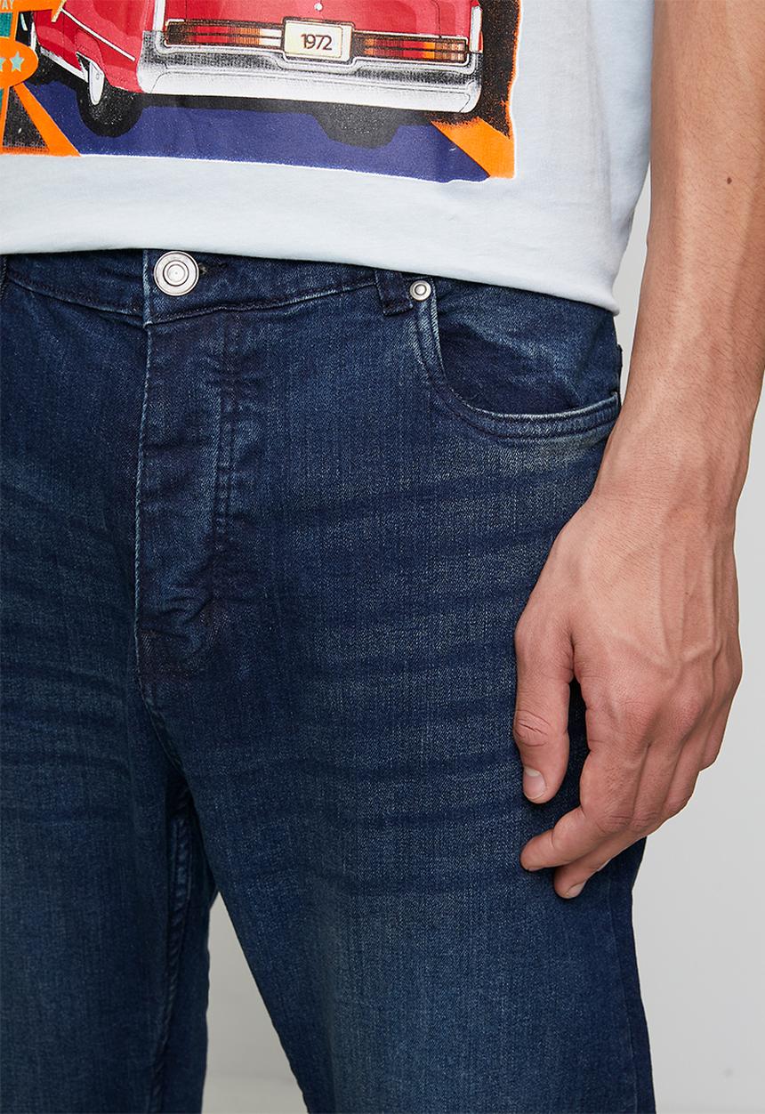 Brave Soul - Denim Skinny Fit Jean - Dark Blue Long Length