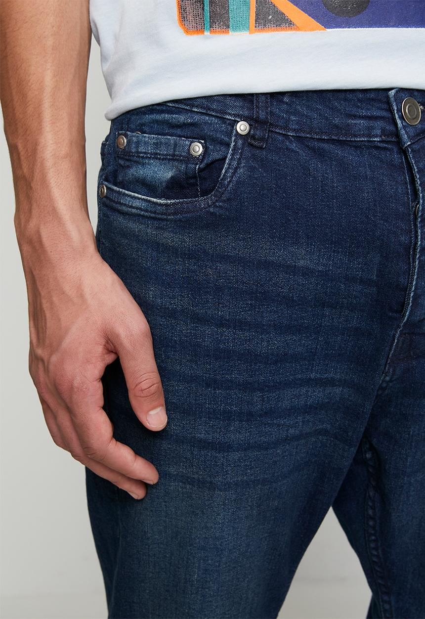 Brave Soul - Denim Skinny Fit Jean - Dark Blue Long Length