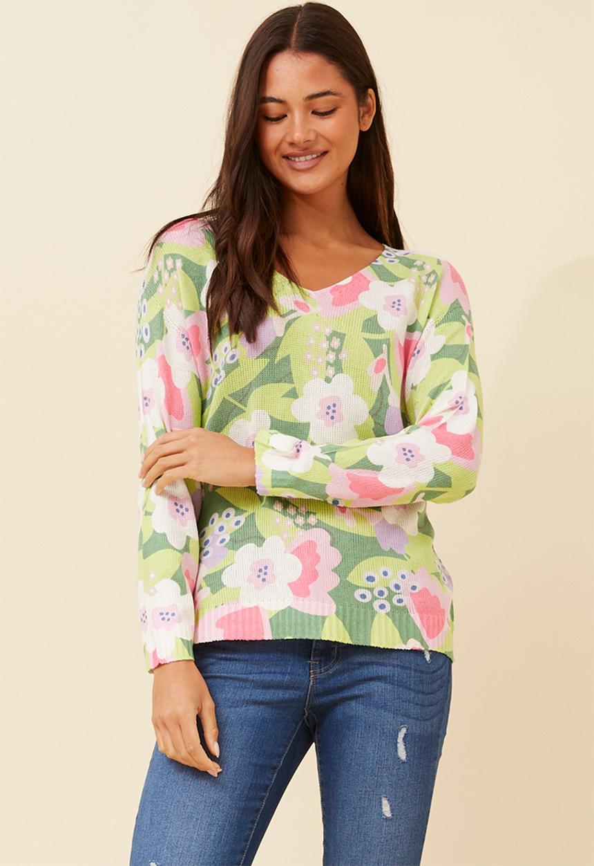 Stella Morgan - Made In Italy Viscose Blend L/S -Neck Knitwear Top - Green