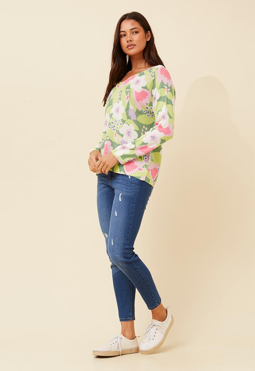 Stella Morgan - Made In Italy Viscose Blend L/S -Neck Knitwear Top - Green