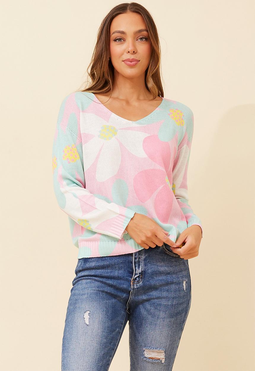 Stella Morgan - Made In Italy Viscose Blend L/S -Neck Knitwear Top - Pink