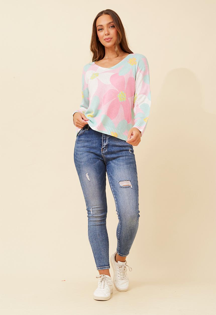 Stella Morgan - Made In Italy Viscose Blend L/S -Neck Knitwear Top - Pink