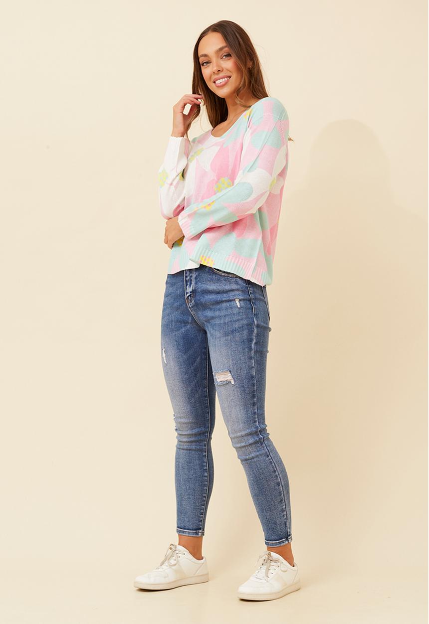 Stella Morgan - Made In Italy Viscose Blend L/S -Neck Knitwear Top - Pink