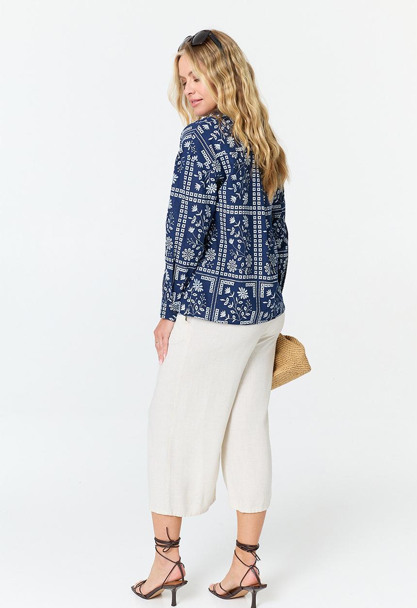 Stella Morgan - L/S Button Through All Over Printed Shirt - Blue