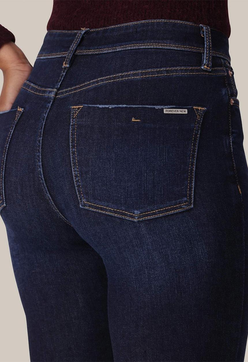 Forever New - Nala mid-rise dark ripped skinny jeans in dark wash
