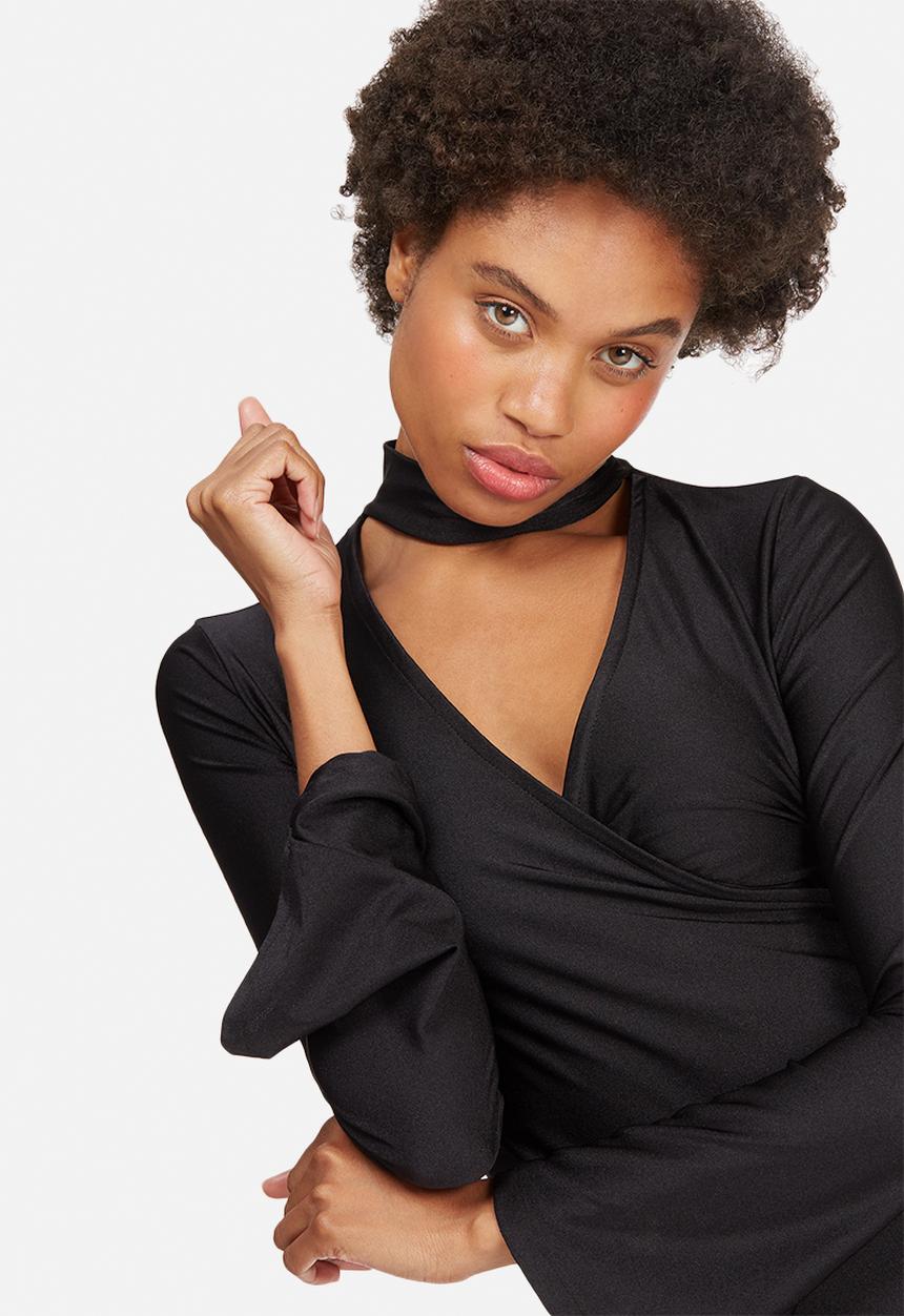dailyfriday - Slinky wrap front knit bodysuit