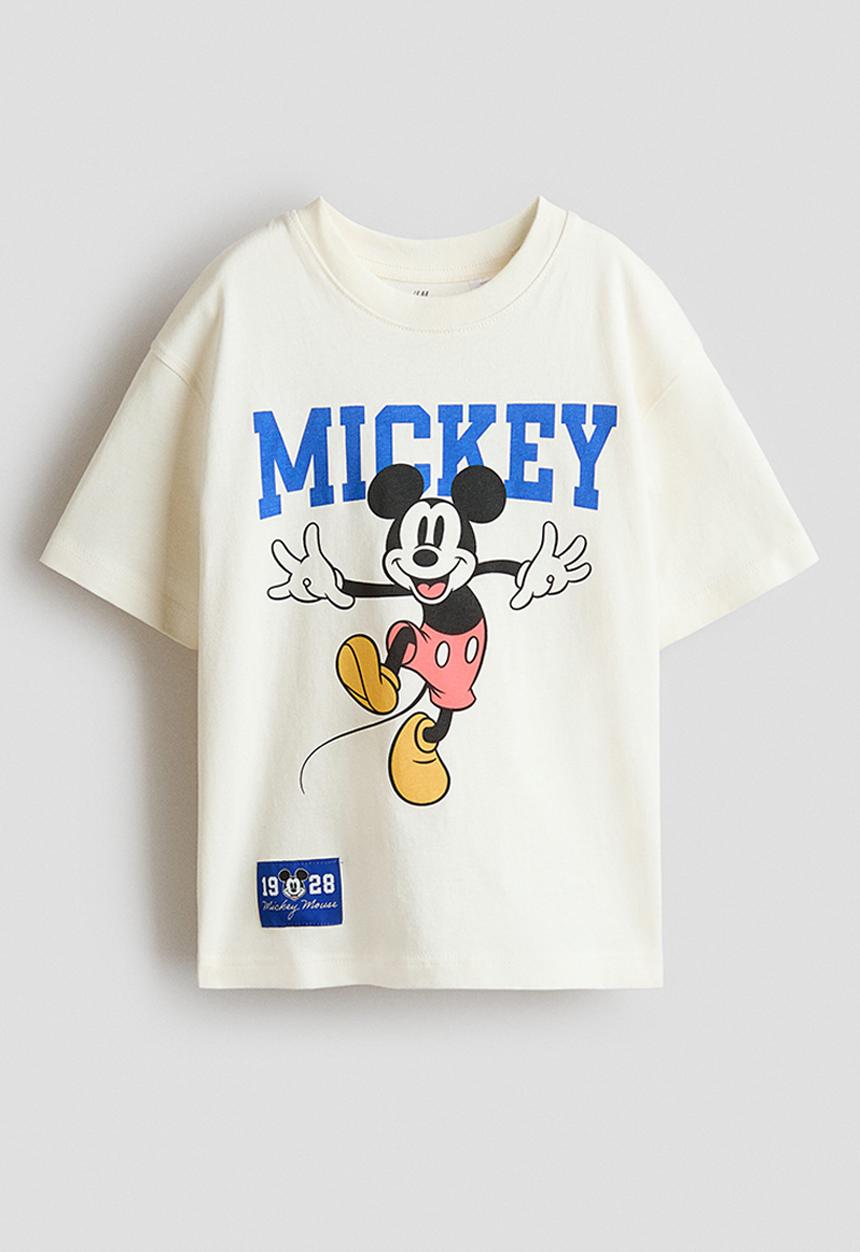 H&M - Oversized printed t-shirt - white/mickey mouse