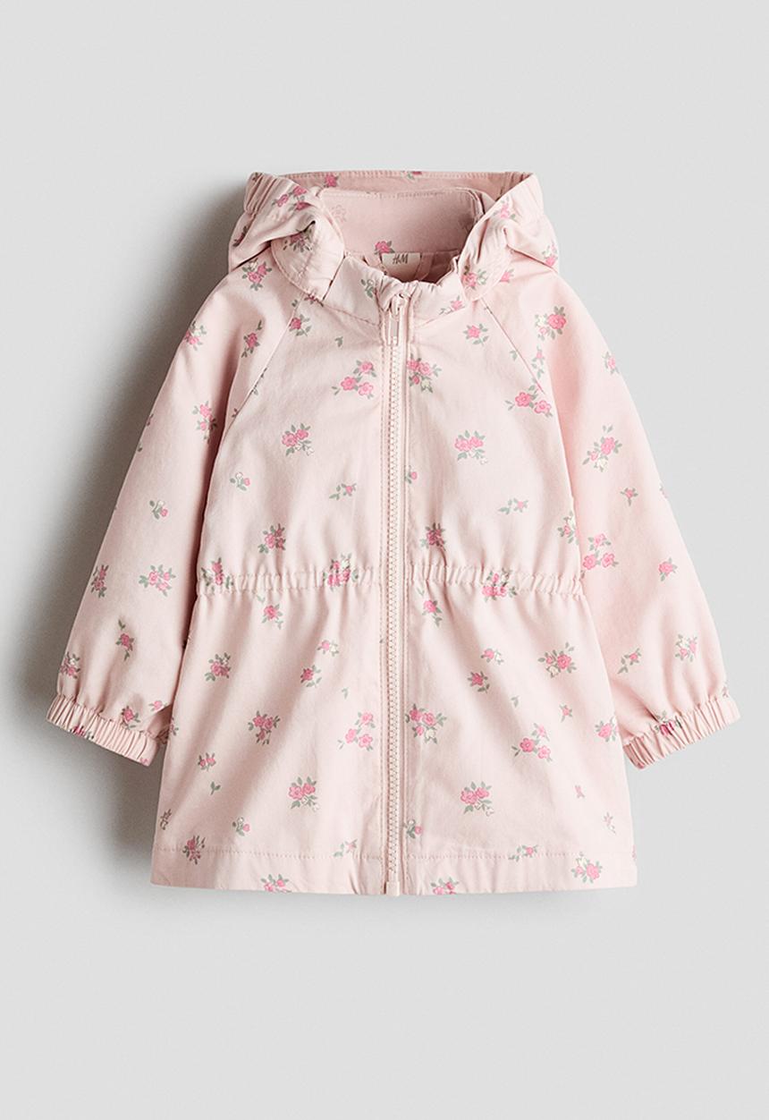 H&M - Cotton twill parka - light pink/floral