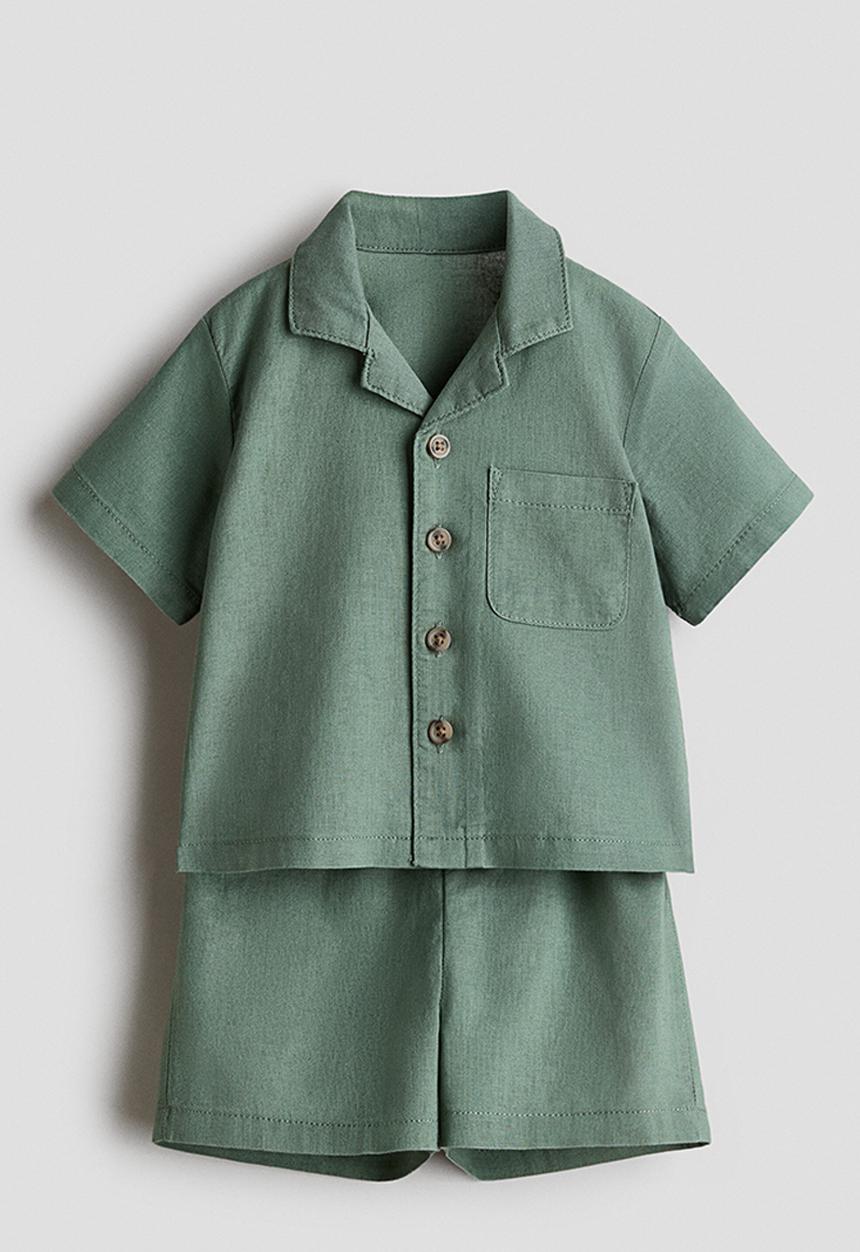 H&M - 2-piece linen-blend set - green