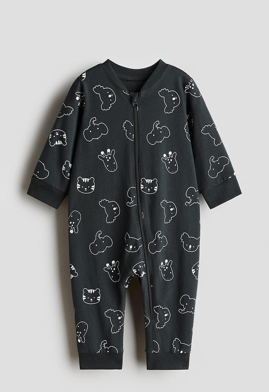 H&M - Patterned sleepsuit - dark grey/animals