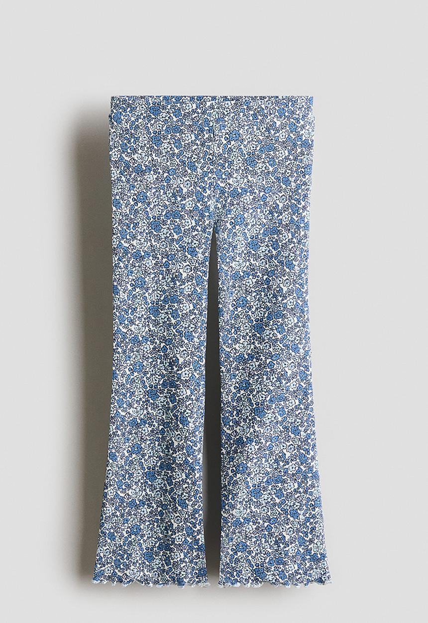 H&M - Flared leggings - light blue/floral
