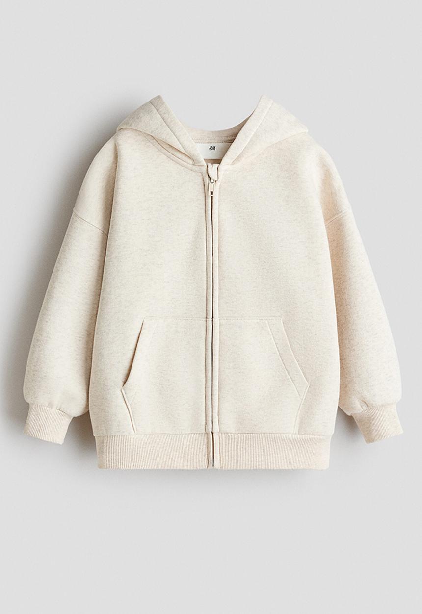H&M - Oversized zip-through hoodie - light beige marl