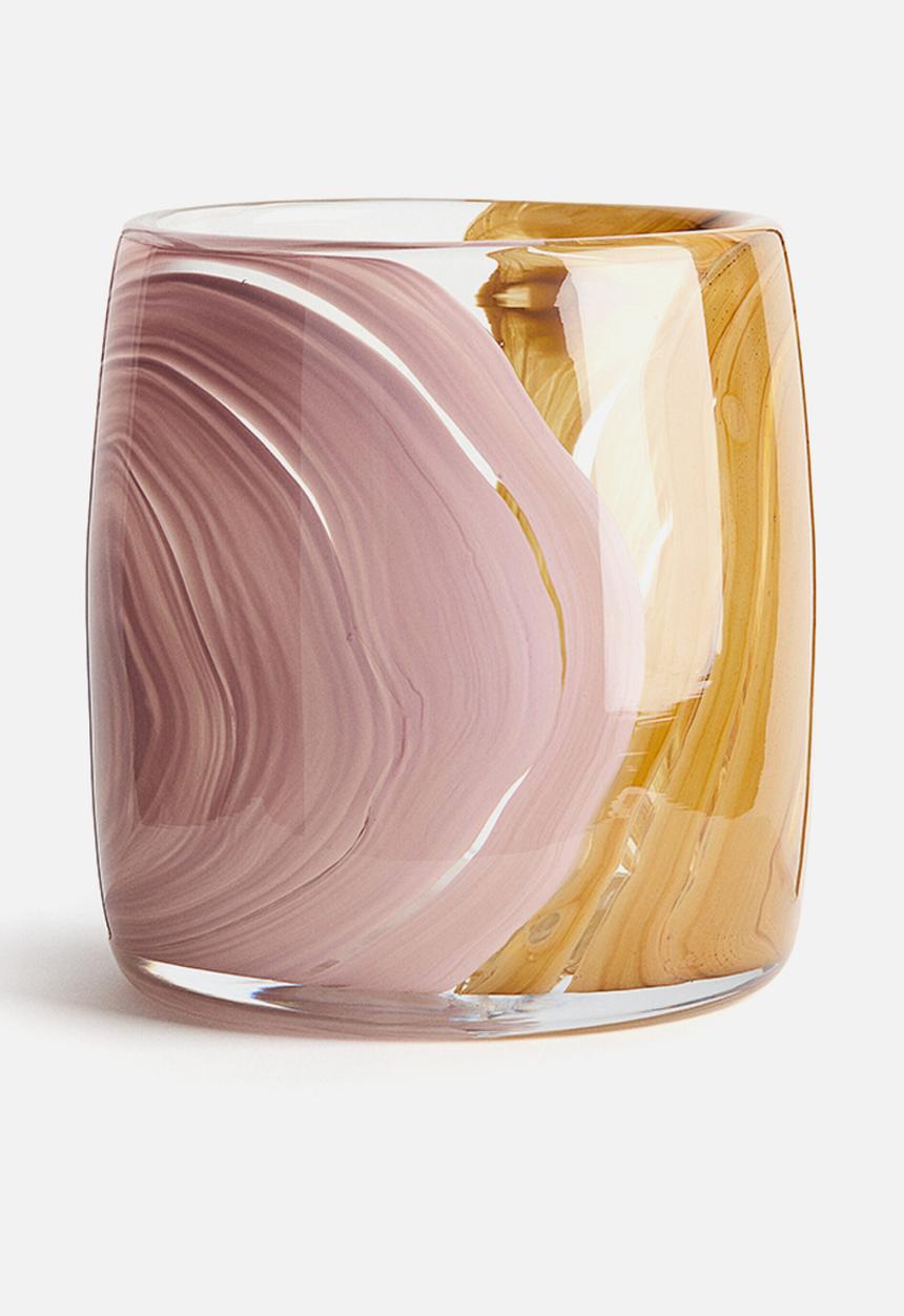 H&M - Glass lantern - light pink/yellow