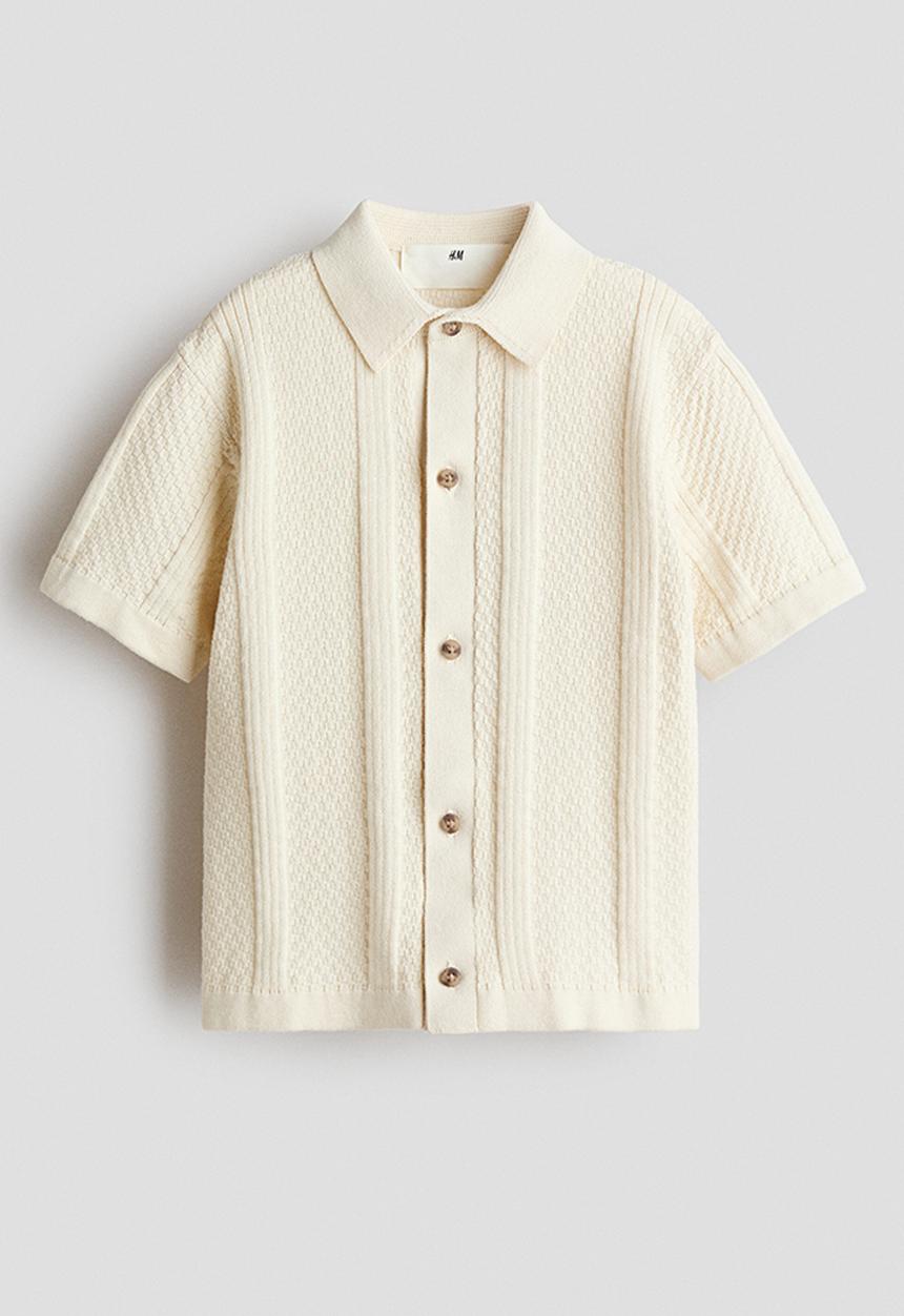 H&M - Textured-knit shirt - light beige