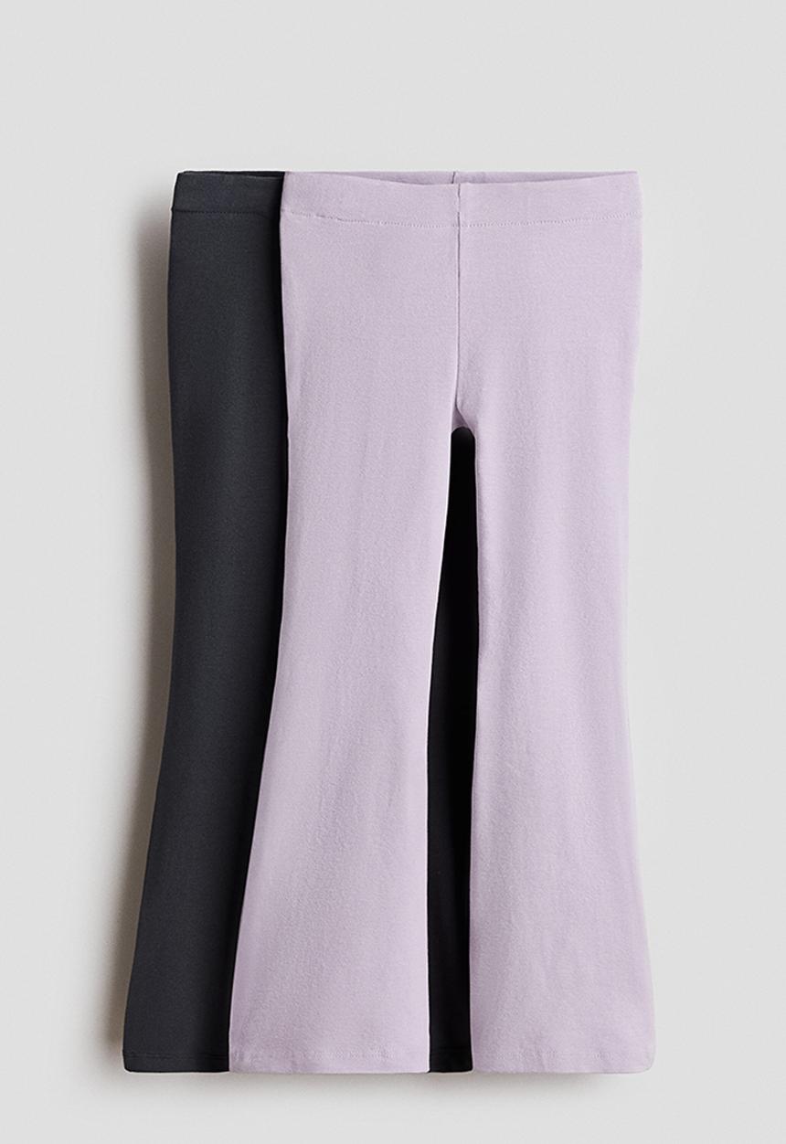 H&M - 2-Pack flared jersey leggings - light purple/dark grey
