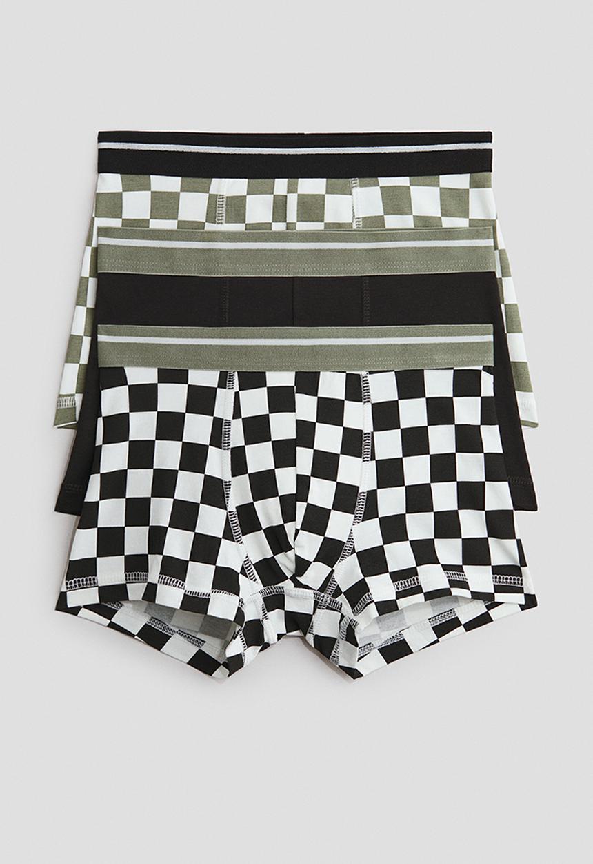 H&M - 3-Pack cotton trunks - black/checked