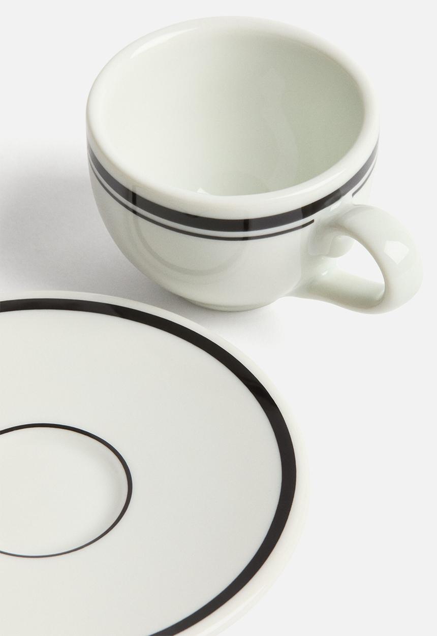 H&M - Espresso cup and saucer - white/black