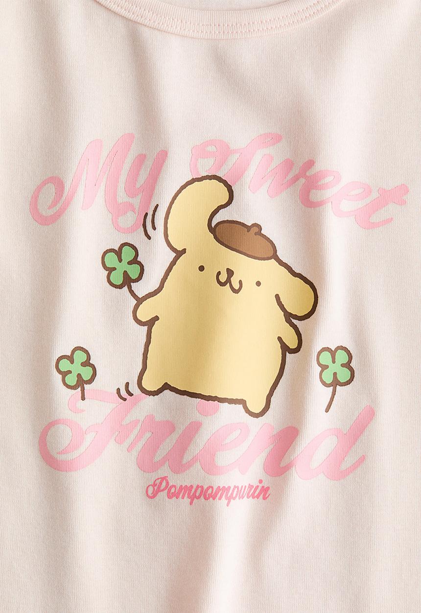 H&M - Print-motif cotton top - light pink/pompompurin