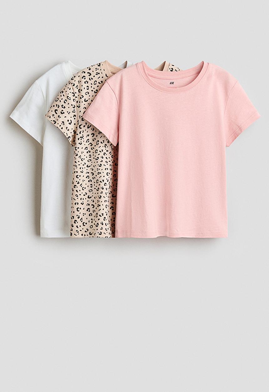 H&M - 3-pack t-shirts - light beige/leopard print
