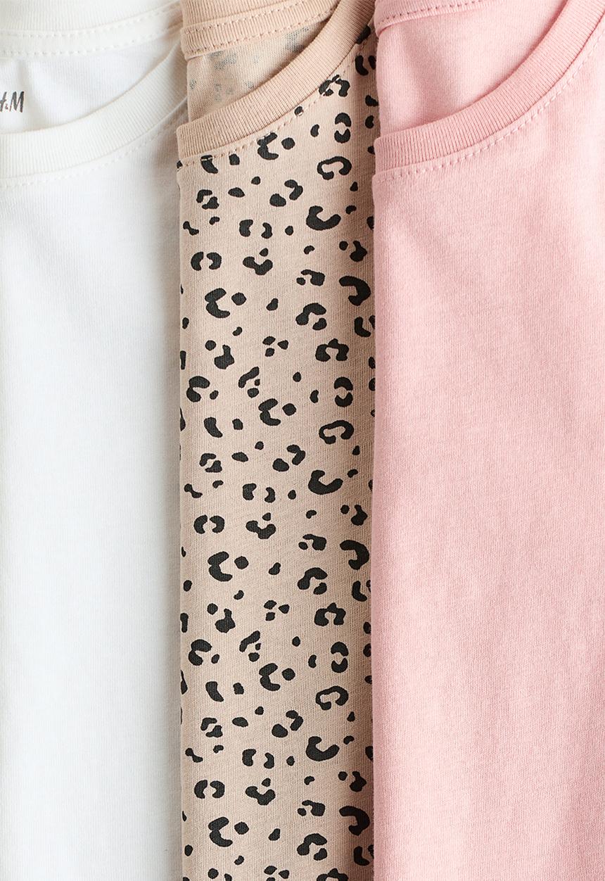 H&M - 3-pack t-shirts - light beige/leopard print