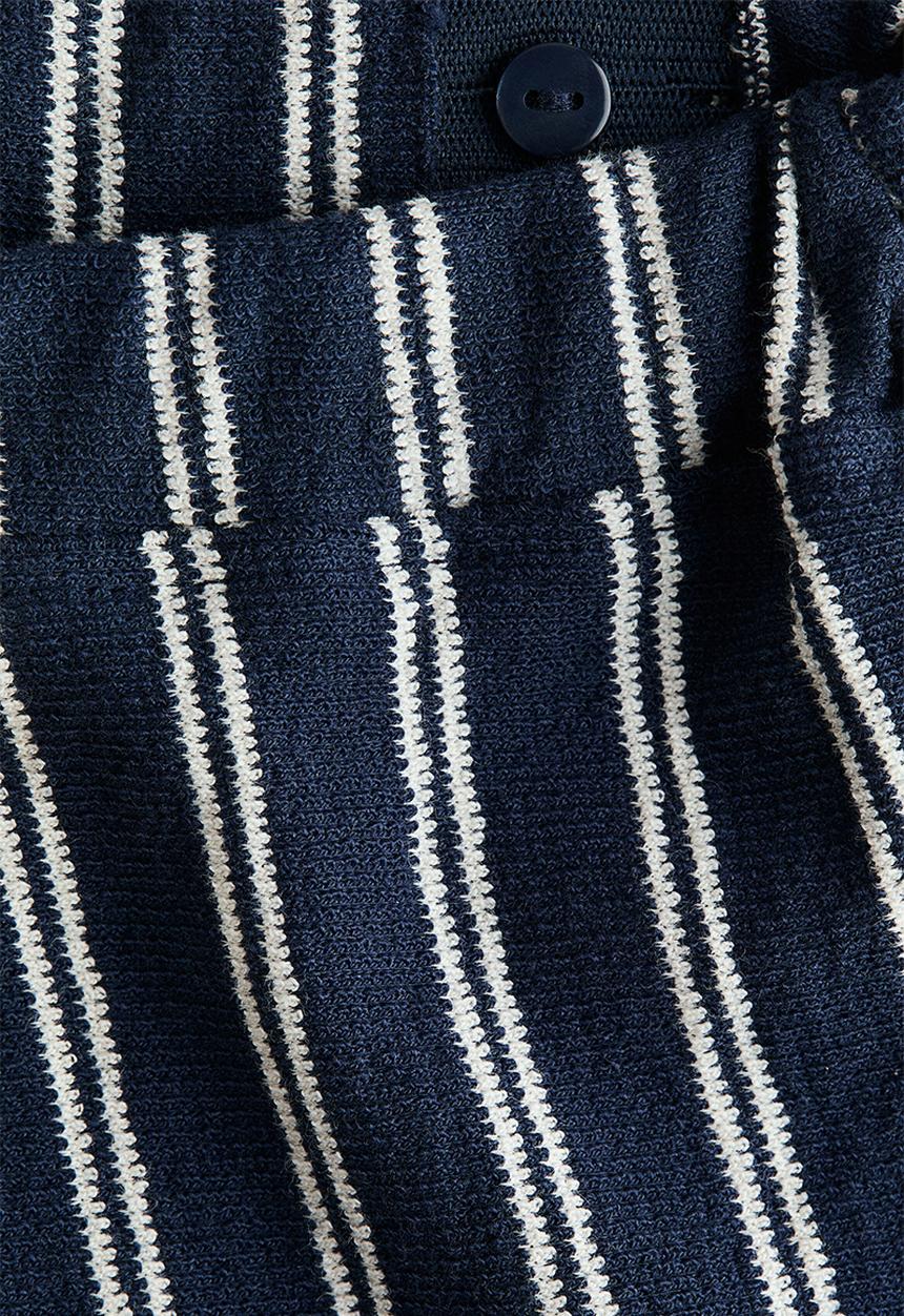 H&M - Textured jersey trousers - navy blue/striped