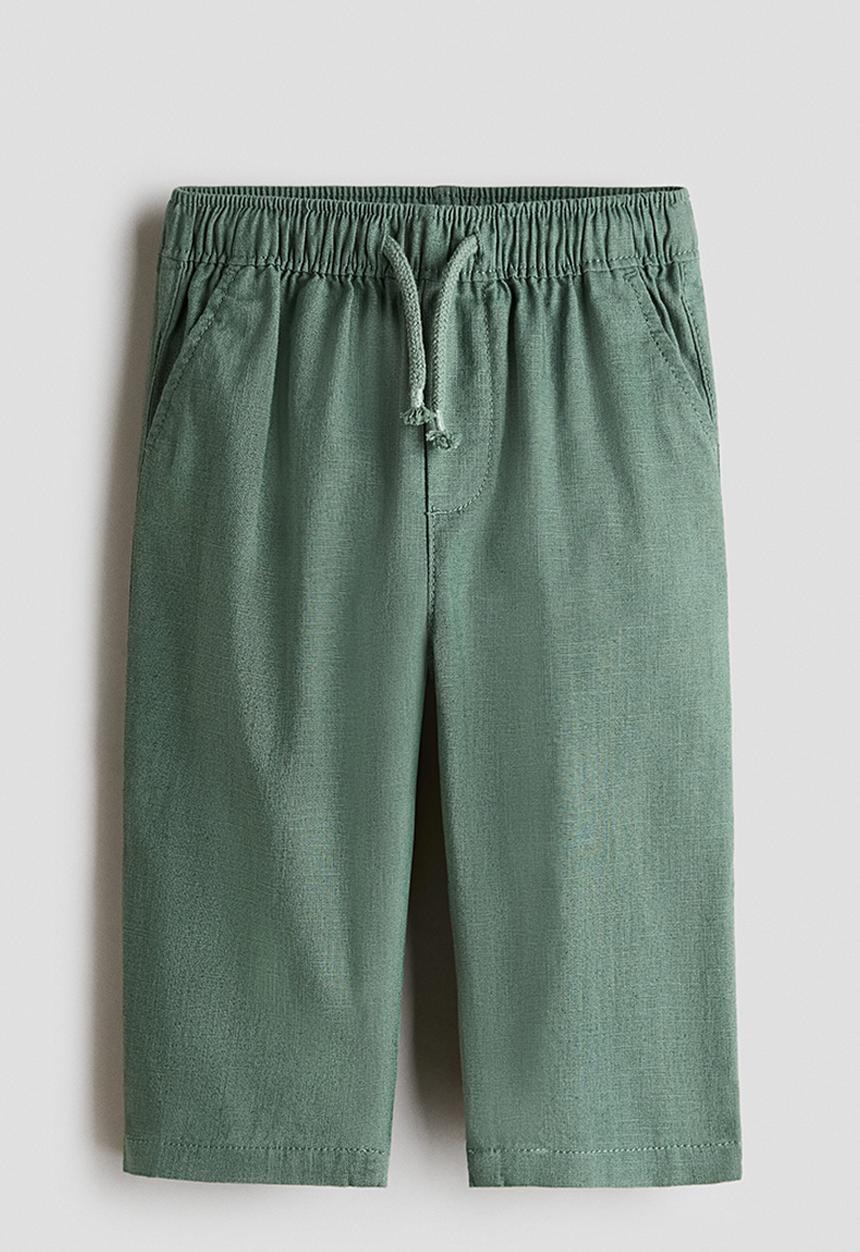 H&M - Linen-blend trousers - khaki green