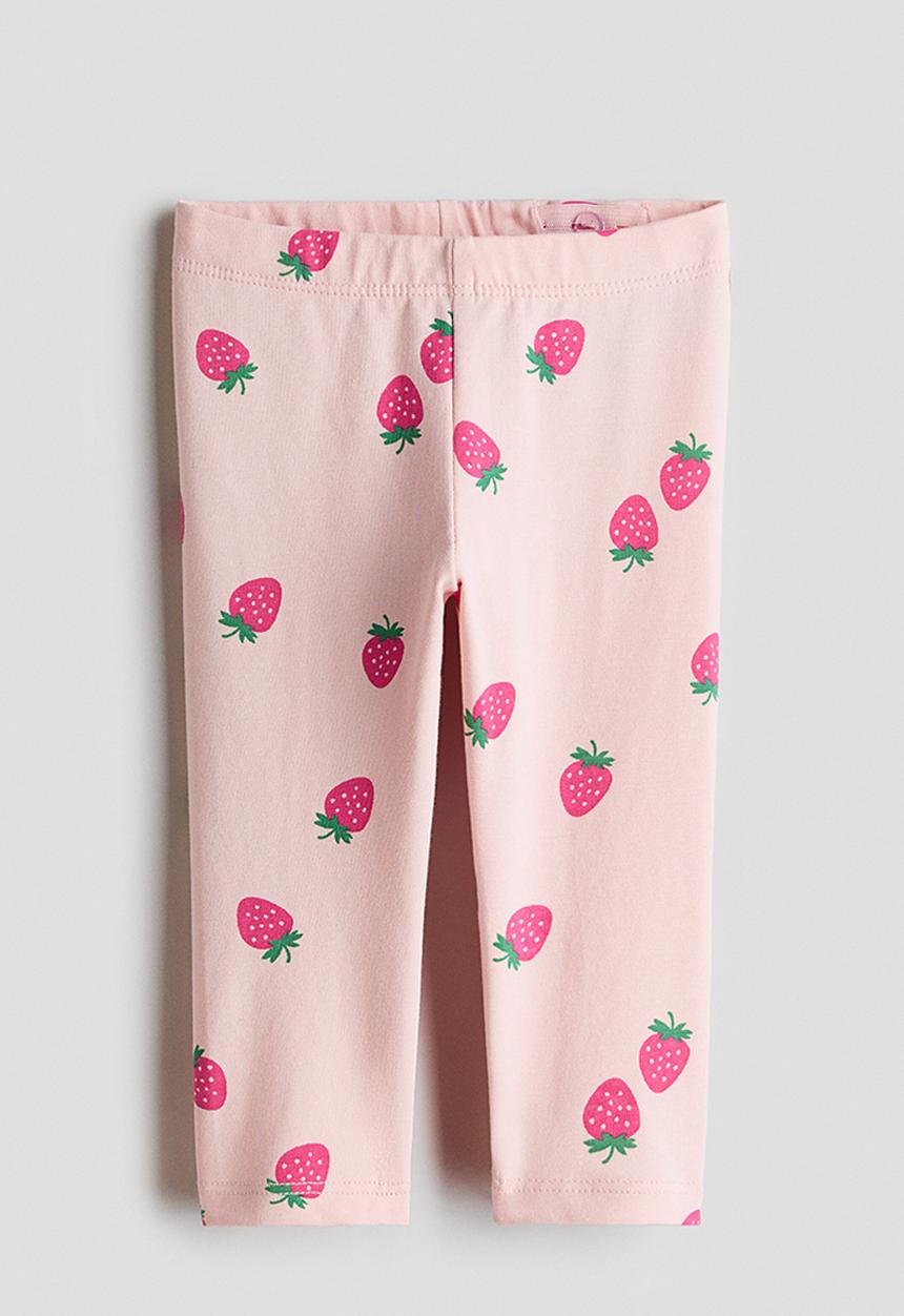 H&M - Printed cotton leggings - pink/strawberries