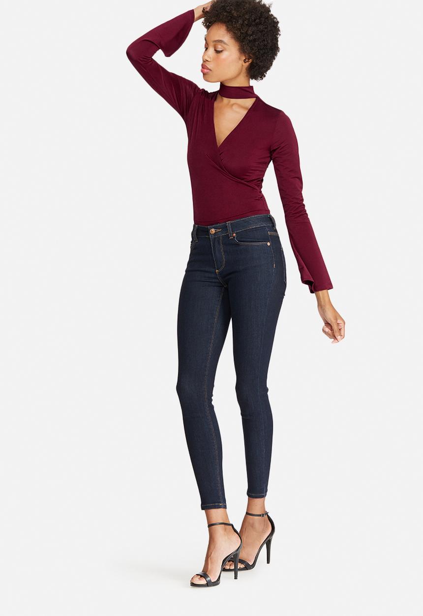 dailyfriday - Slinky wrap front knit bodysuit