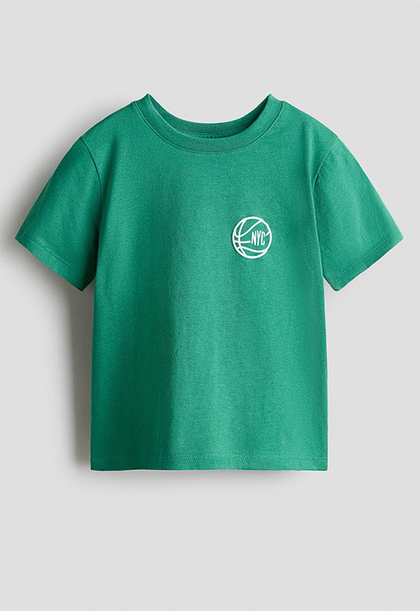 H&M - Printed t-shirt - green/basketball
