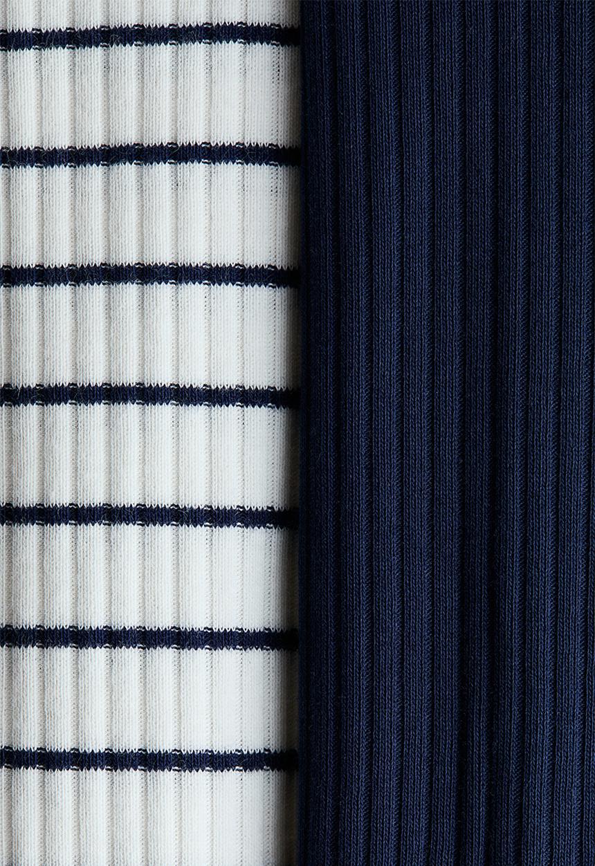 H&M - 2-pack cotton sleepsuits - white/navy blue striped