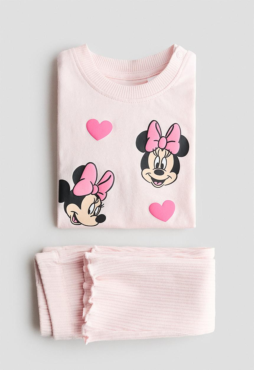 H&M - 2-Piece print-motif cotton set - light pink/minnie mouse