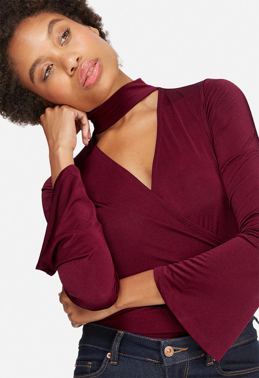 dailyfriday - Slinky wrap front knit bodysuit
