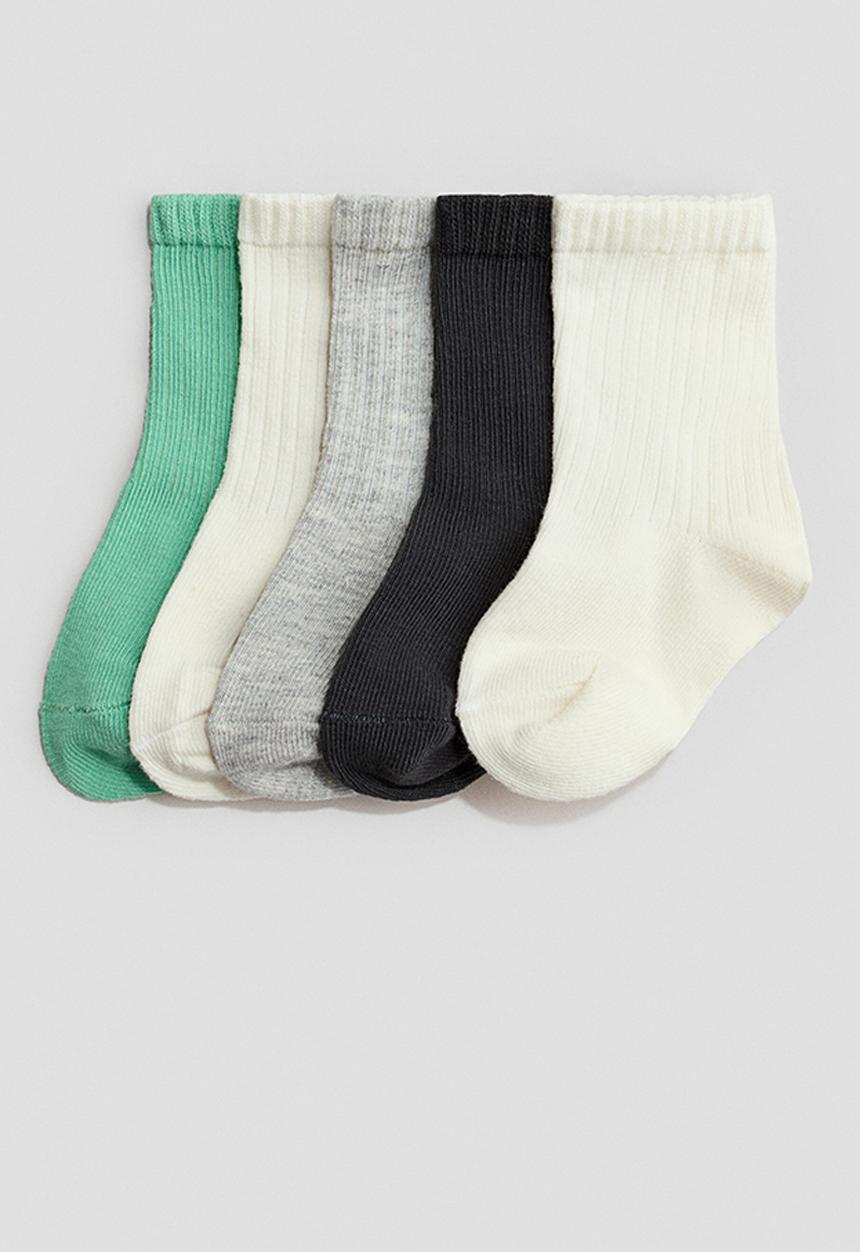 H&M - 5-pack socks - green/black/white