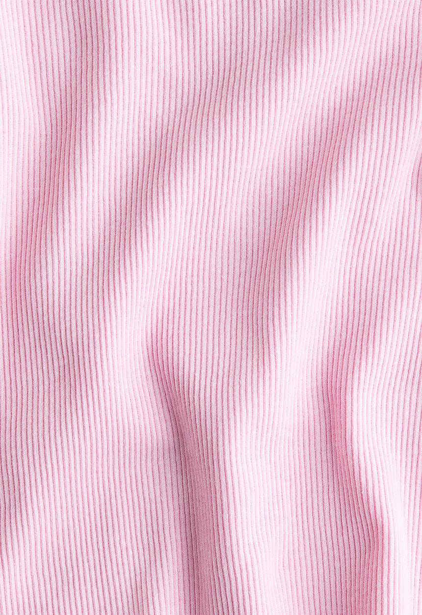 H&M - Overlocked ribbed t-shirt - light pink