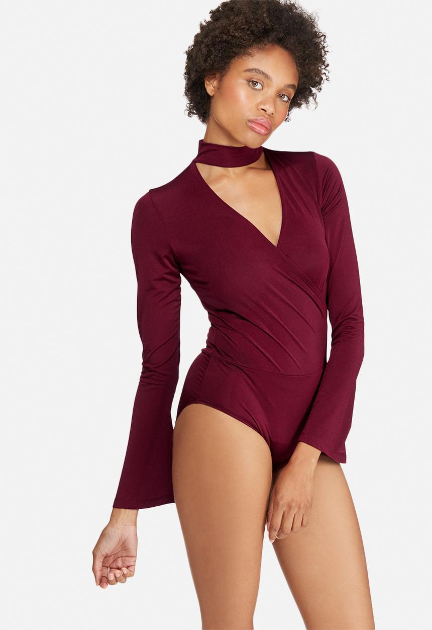 dailyfriday - Slinky wrap front knit bodysuit