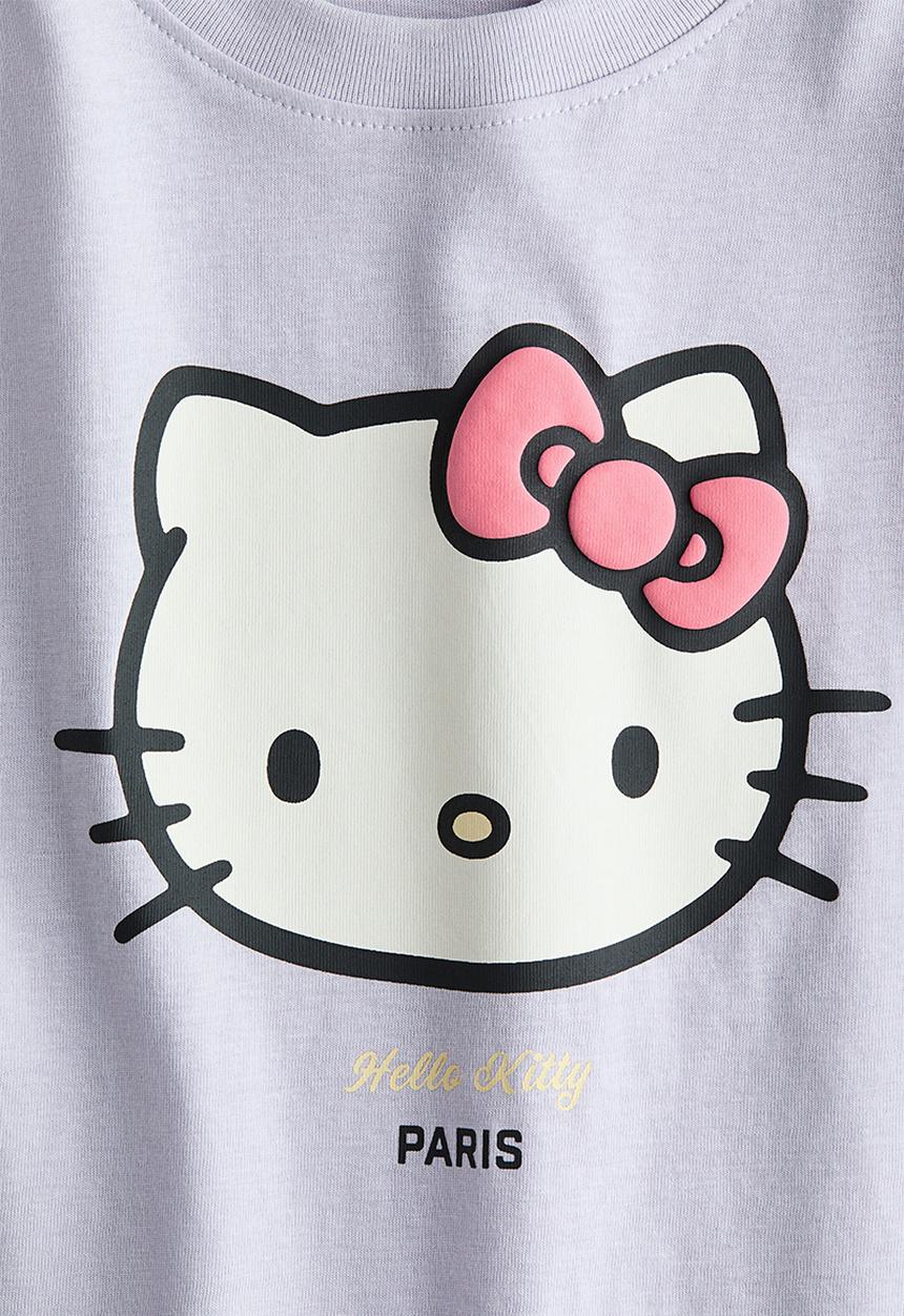 H&M - Printed t-shirt - light purple/hello kitty