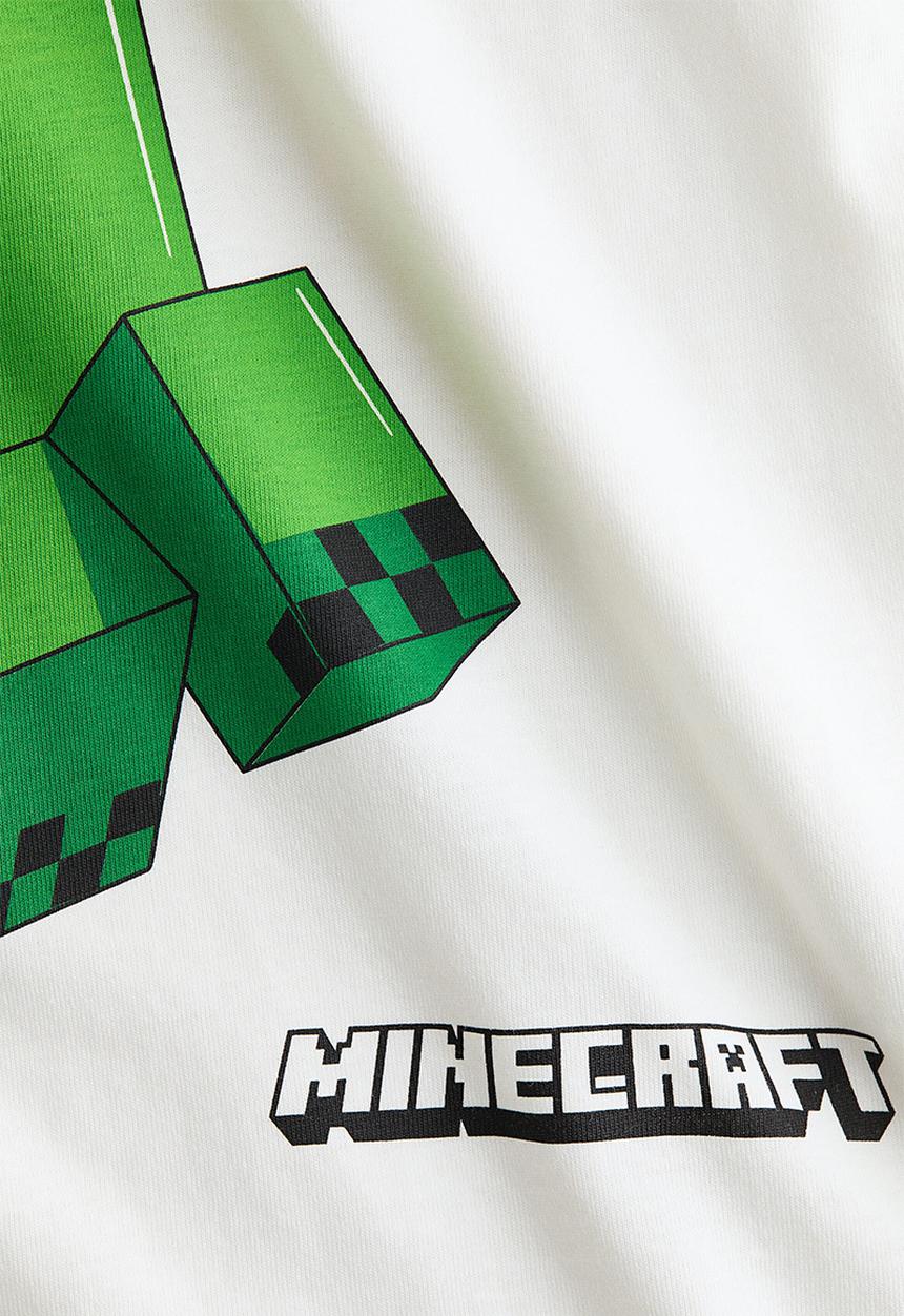 H&M - Oversized printed t-shirt - white/minecraft