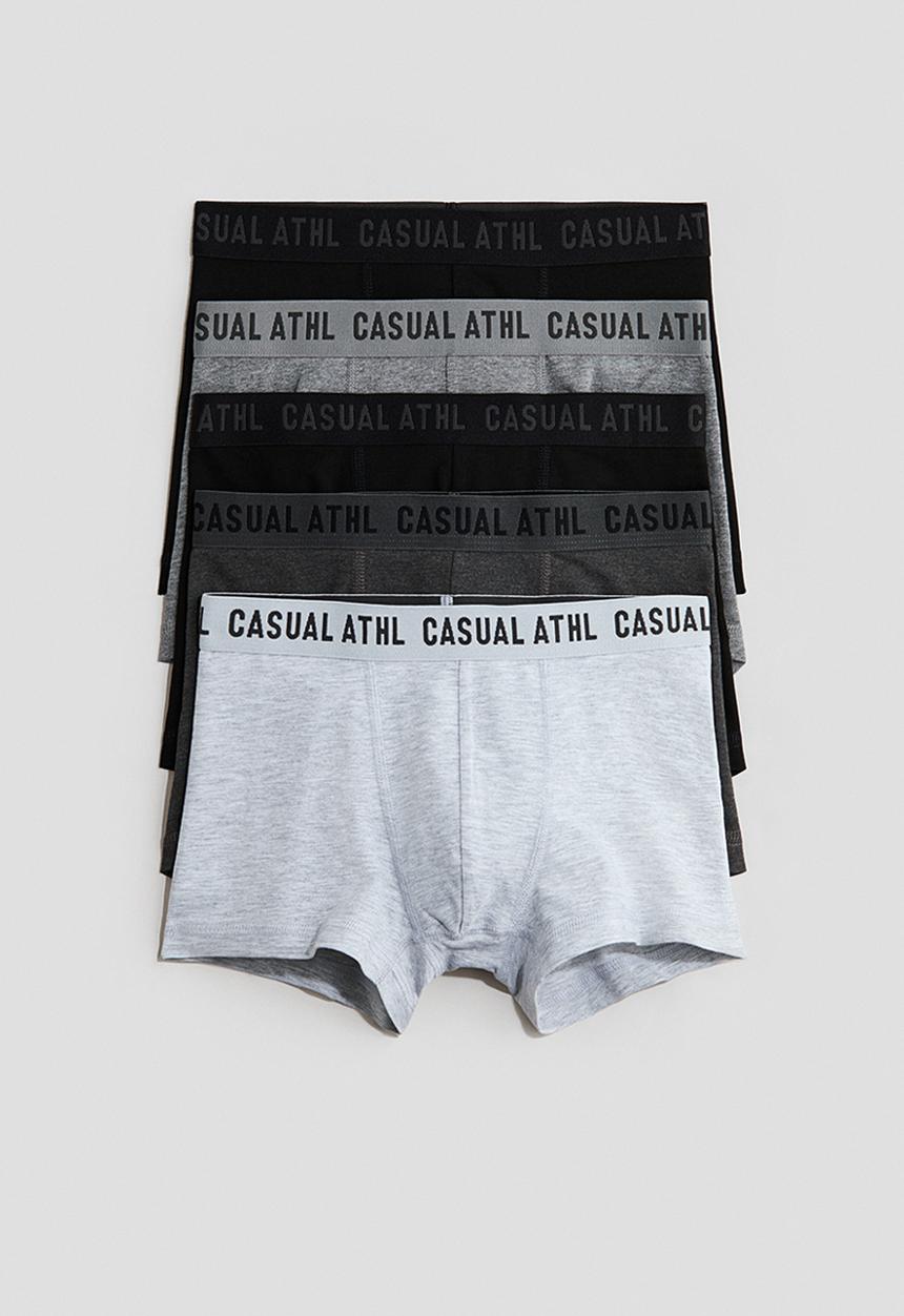 H&M - 5-Pack cotton trunks - light grey marl/dark grey