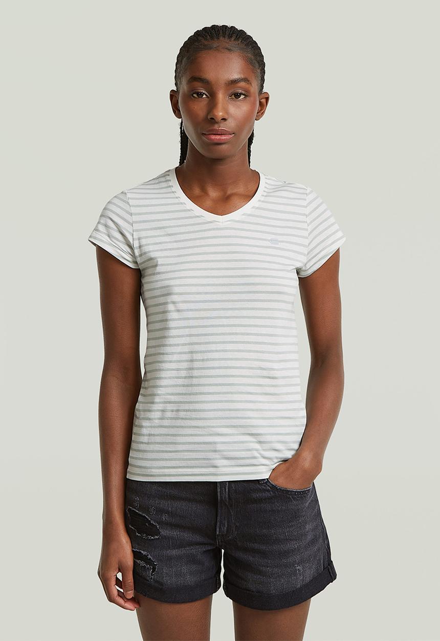 G-STAR - Stripe eyben slim v t 2.0 wmn - milk/pale green stripe
