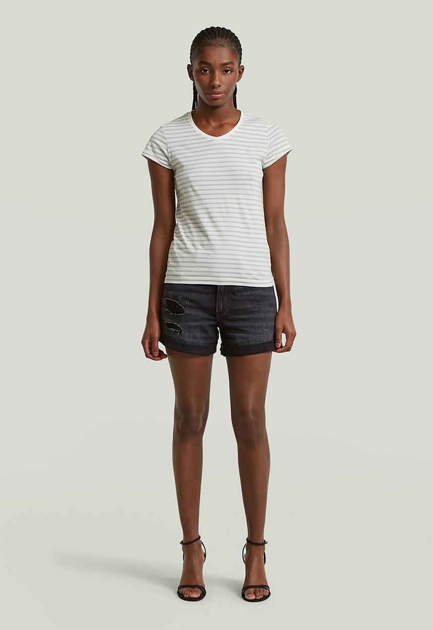 G-STAR - Stripe eyben slim v t 2.0 wmn - milk/pale green stripe