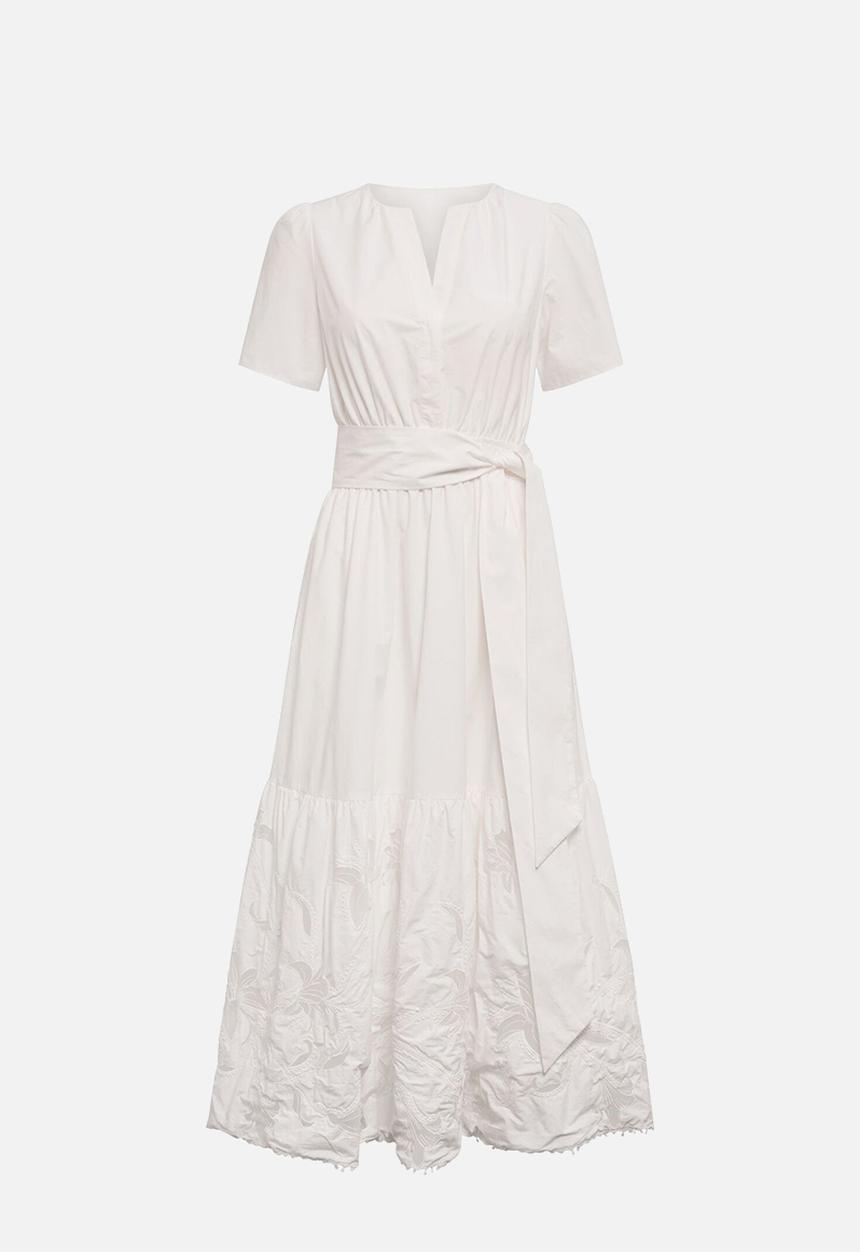 Forever New - Matilda embroidered tie midi dress in porcelain