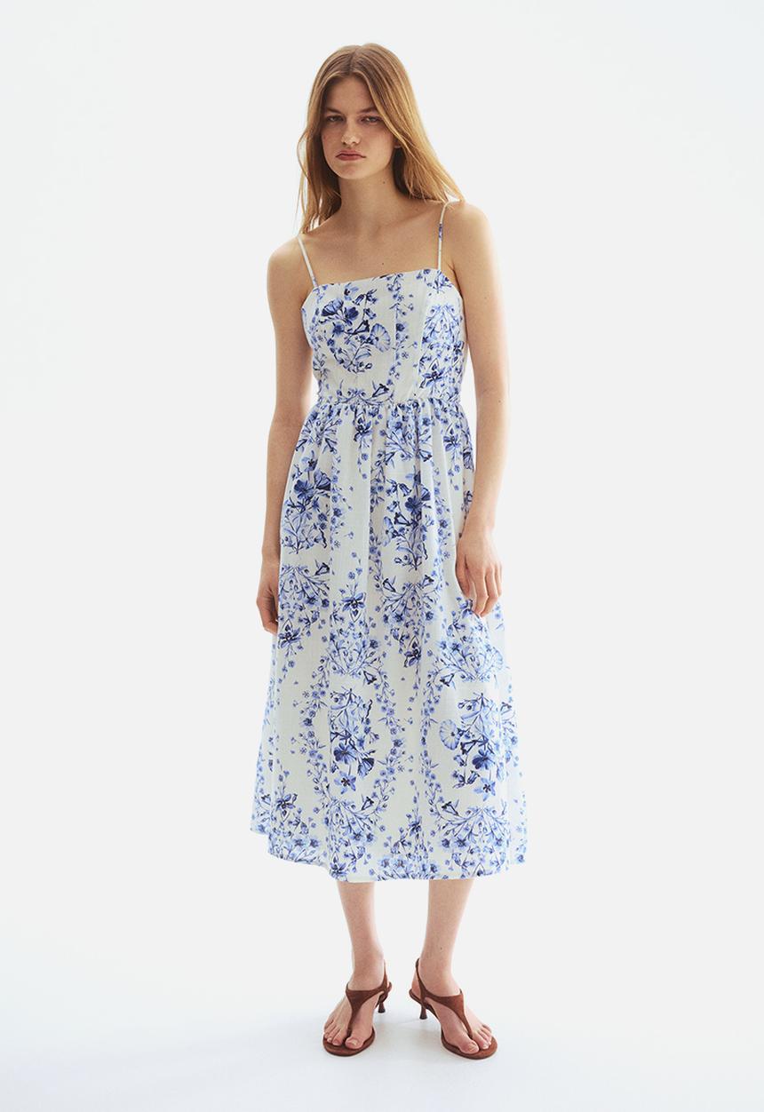 H&M - Strappy midi dress - white/floral