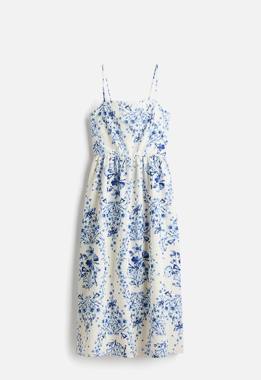 H&M - Strappy midi dress - white/floral