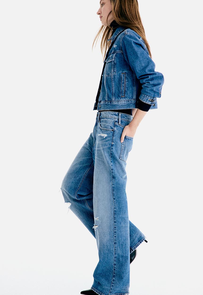 H&M - Wide high waist jeans - denim blue