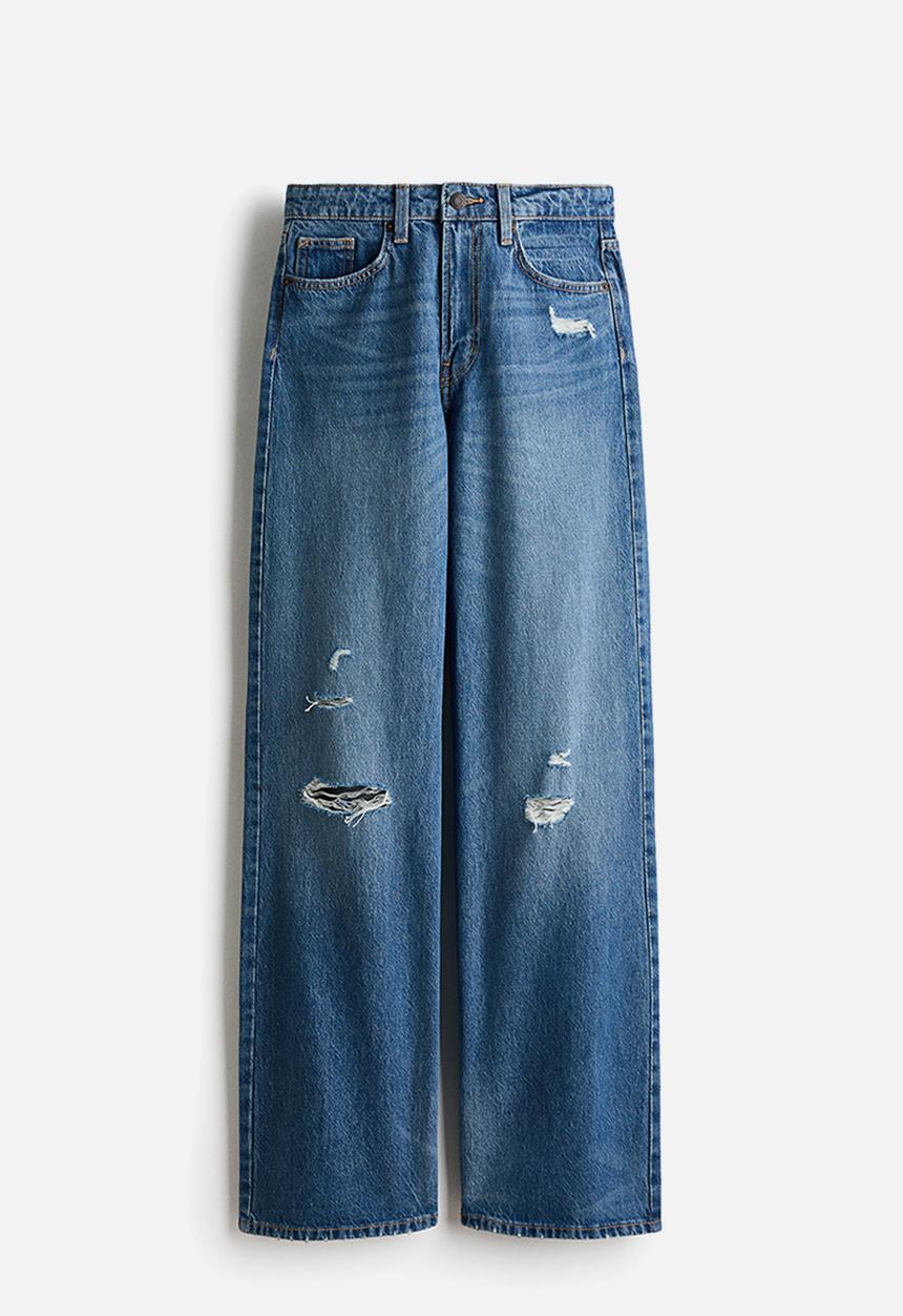 H&M - Wide high waist jeans - denim blue