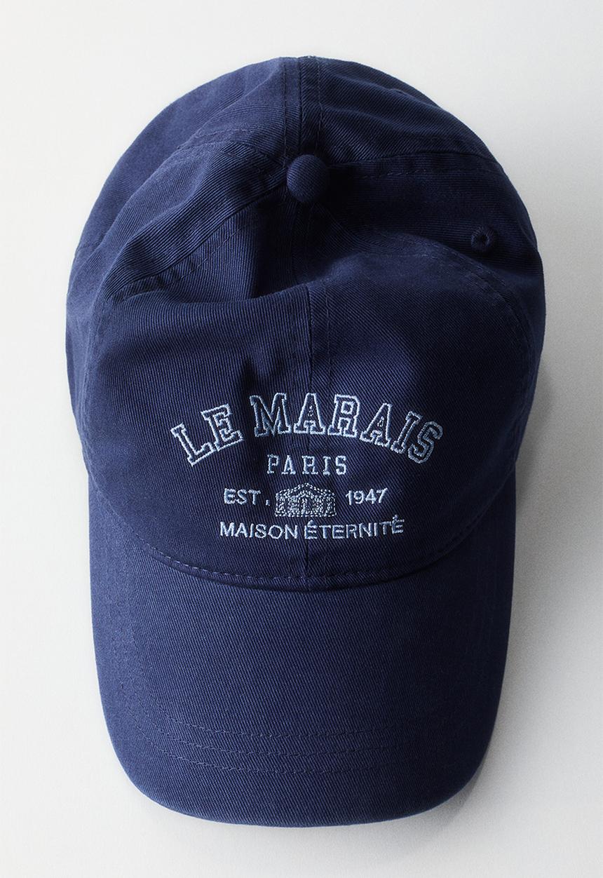 H&M - Embroidered-motif twill cap - navy blue/le marais