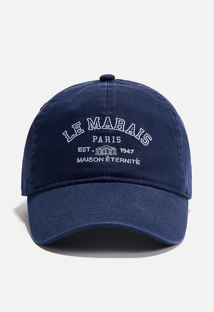H&M - Embroidered-motif twill cap - navy blue/le marais
