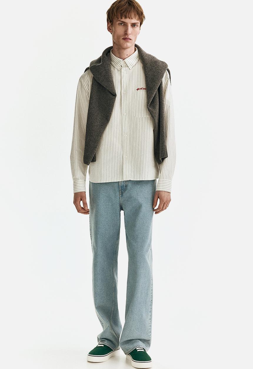H&M - Loose fit oxford shirt - white/striped